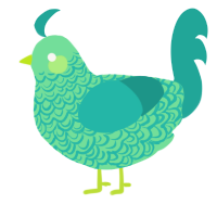 clara de lune, a spring and turquoise chicken with a double-lace pattern