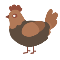 A bark and brown chicken with a head pattern