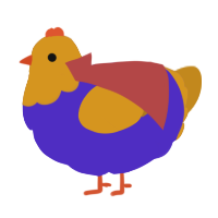 sebastian debeste, a indigo and ochre chicken with a head pattern