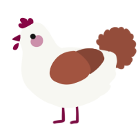 A white and russet chicken
