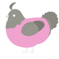A pink and ash chicken with a head pattern