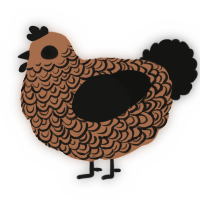 A brown and black chicken with a double-lace pattern