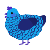 A sky and navy chicken with a lace pattern