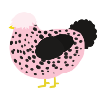 A rose and sable chicken with a speckle pattern