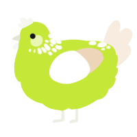 A lime and cream chicken with a neck-speckle pattern
