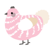 A rose and cream chicken with a bar pattern