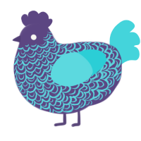 A overcast and aqua chicken with a double-lace pattern