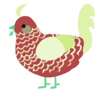 A red and apple chicken with a lace pattern