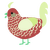 A red and apple chicken with a lace pattern