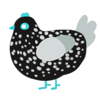 A sable and silver chicken with a speckle pattern