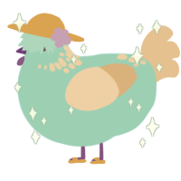 A aqua and beige chicken with a neck-speckle pattern