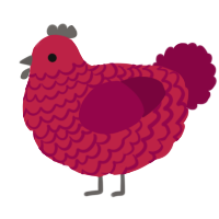 A crimson and maroon chicken with a lace pattern