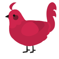 A crimson chicken with a head pattern