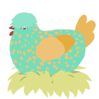 A mint and honey chicken with a speckle pattern