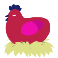 A crimson and fuchsia chicken