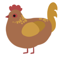 A brown and gold chicken with a neck-speckle pattern