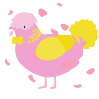 A pink and yellow chicken with a neck-band pattern