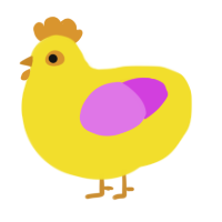 sponge, a yellow and orchid chicken