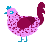 A lavender and maroon chicken with a speckle pattern