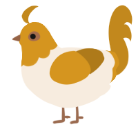 A cream and ochre chicken with a head pattern
