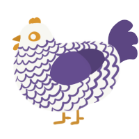 A white and overcast chicken with a lace pattern