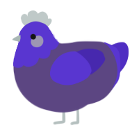 A overcast and indigo chicken with a head pattern