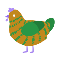 Paradise, a ochre and viridian chicken with a bar pattern