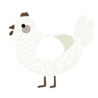 A white chicken with a lace pattern