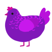 A violet and amethyst chicken with a half-lace pattern