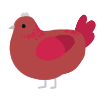 Dr Pepper, a red and crimson chicken with a neck-speckle pattern