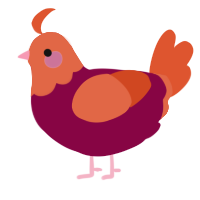 A maroon and vermilion chicken with a head pattern