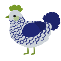 A mist and navy chicken with a lace pattern