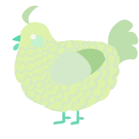 A apple and gluppy chicken with a lace pattern