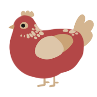 Bay, a red and beige chicken with a neck-speckle pattern