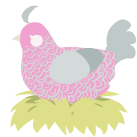 A pink and silver chicken with a double-lace pattern