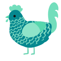 A teal and mint chicken with a lace pattern
