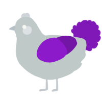 A silver and violet chicken