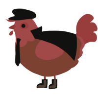 A russet and red chicken with a head pattern