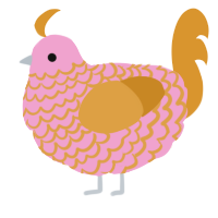 A pink and orange chicken with a lace pattern