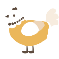 A honey and cream chicken with a head pattern