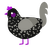 ASEXUALCHICKEN, a black and ash chicken with a speckle pattern