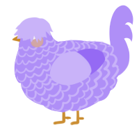 A lilac chicken with a lace pattern