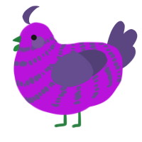 A amethyst and overcast chicken with a bar pattern