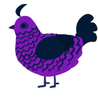 A violet and tumblr chicken with a lace pattern