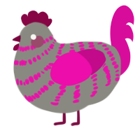 A ash and fuchsia chicken with a bar pattern