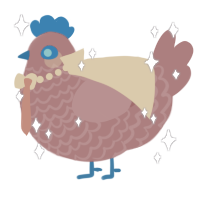 A red chicken with a lace pattern