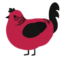 A crimson and black chicken with a neck-band pattern