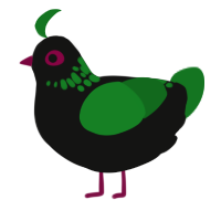 A black and leaf chicken with a neck-speckle pattern