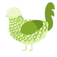 A apple and chartreuse chicken with a lace pattern