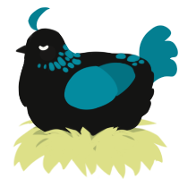 A black and sea chicken with a neck-speckle pattern